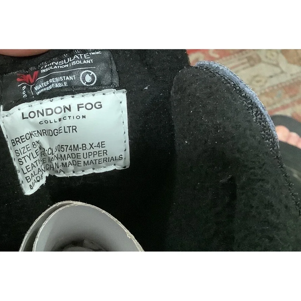 London Fog Winter Boots Mens Size 8K Breckenridge Insulated Fleece Lined Black
